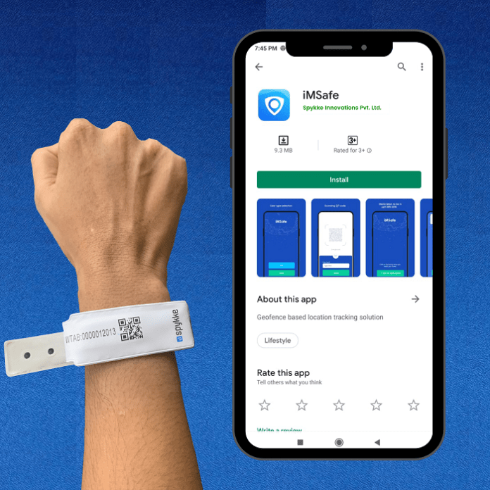 Spykke's COVID Safety Wristband along with the Unique Tracking App tracesafe