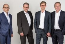 Isra Vision partners with Atlas Copco for Machine Vision Solution The new Isra Vision management team (from right: Hans Jürgen Christ, Tomas Lundin (speaker), Dr Johannes Giet) takes over from the retiring CEO and founder Enis Ersü (left)